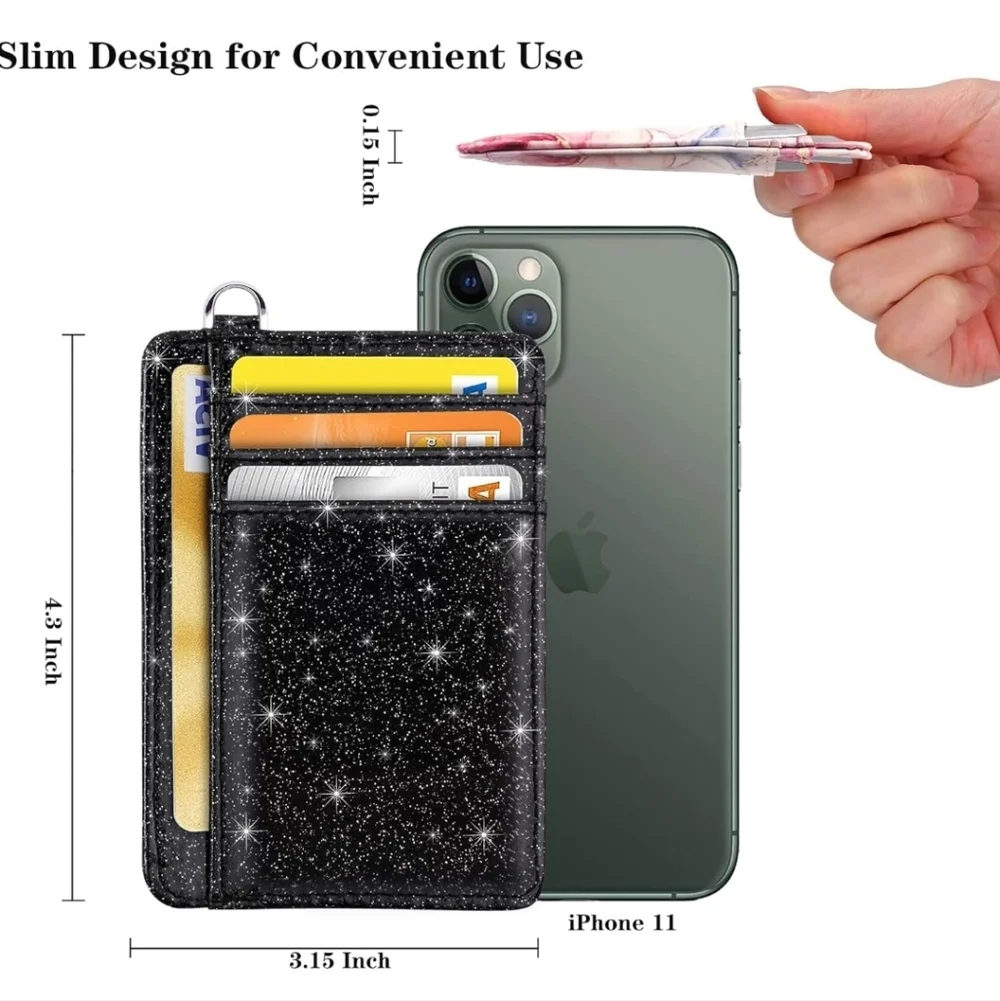 Black Glitter Card Holder Wallet